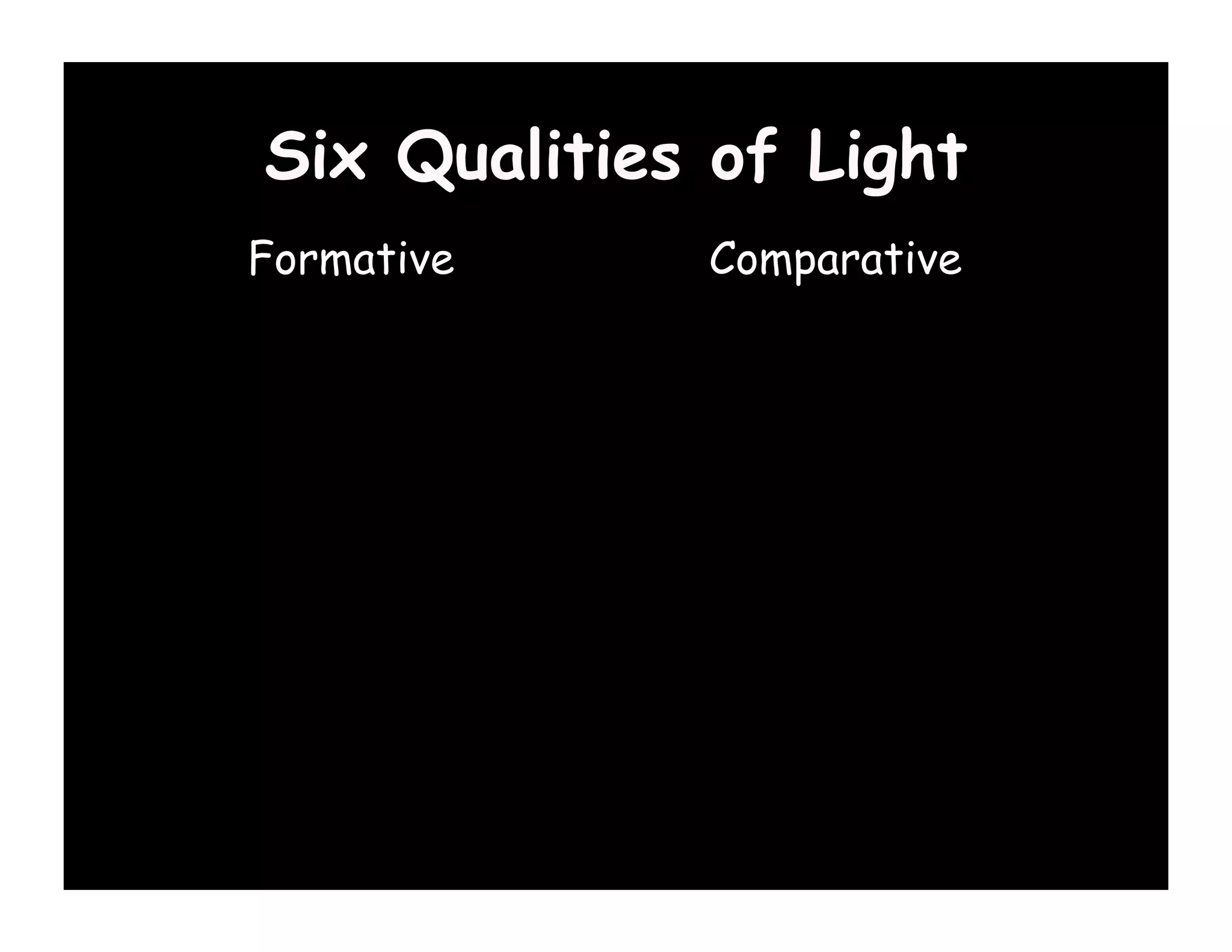 Six Qualities of Light
Formative    Comparative
 