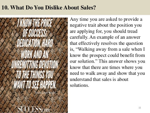 interview questions for a sales position