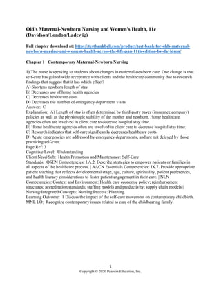 Test Bank for Olds Maternal Newborn Nursing and Womens Health Across ...