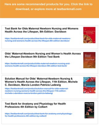 Test Bank for Olds Maternal Newborn Nursing and Womens Health Across ...