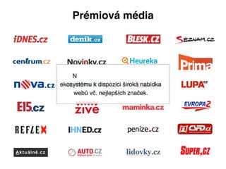 Prémiová média
Na českém trhu je dne v RTB
ekosystému k dispozici široká nabídka
webů vč. nejlepších značek.
 
