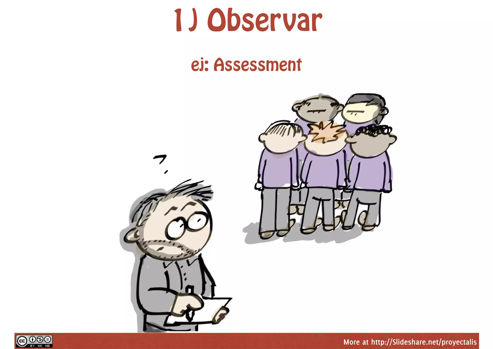 More at http://Slideshare.net/proyectalis
1) Observar
ej: Assessment
 
