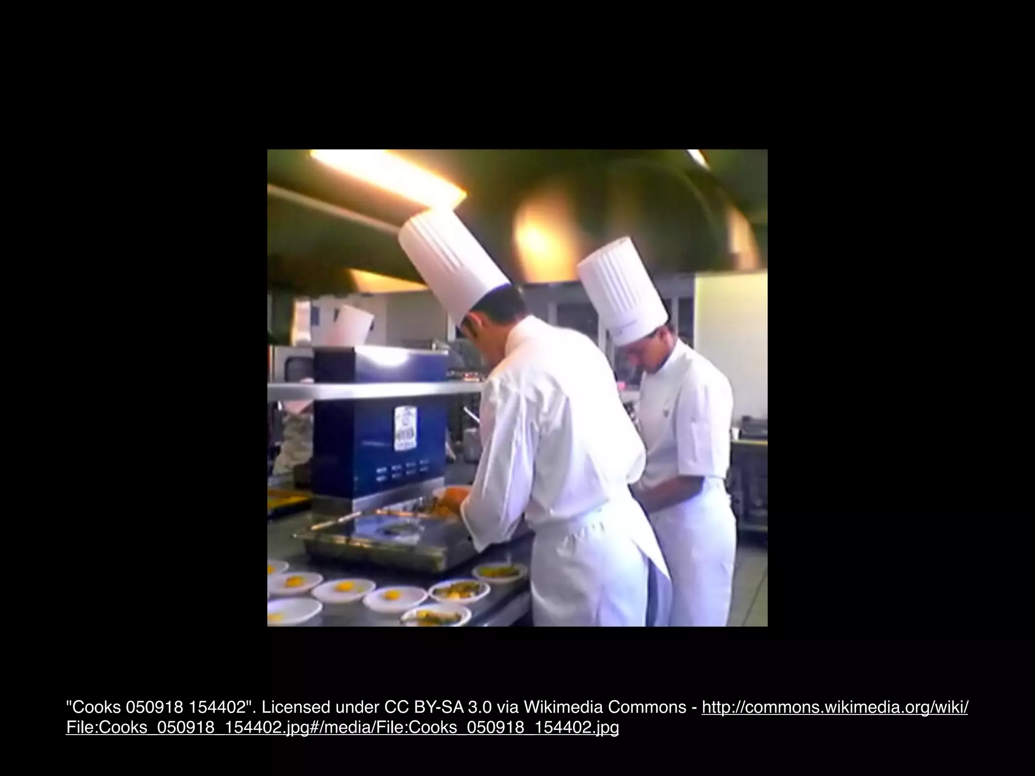 "Cooks 050918 154402". Licensed under CC BY-SA 3.0 via Wikimedia Commons - http://commons.wikimedia.org/wiki/
File:Cooks_050918_154402.jpg#/media/File:Cooks_050918_154402.jpg
 