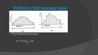 Method to find average value
 From the figure (a) & (b) we get,
Iav = i1 + i2 +……+in
n
 