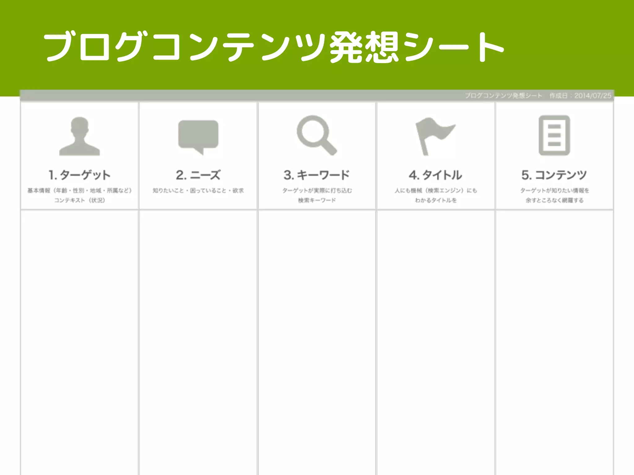 ブログコンテンツ発想シート
 
