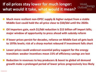 © OECD/IEA 2015
If oil prices stay lower for much longer:
what would it take, what would it mean?
 Much more resilient no...