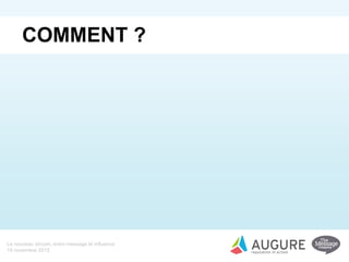 Le nouveau dircom, entre message et influence
19 novembre 2015
COMMENT ?
 