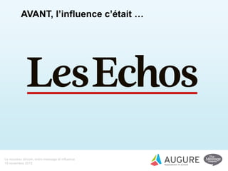 Le nouveau dircom, entre message et influence
19 novembre 2015
AVANT, l’influence c’était …
 