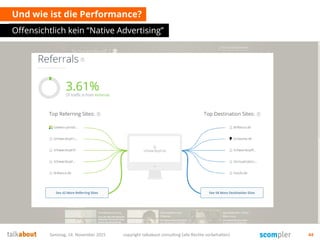 Und wie ist die Performance?
Offensichtlich kein “Native Advertising”
Samstag, 14. November 2015 copyright talkabout consulting (alle Rechte vorbehalten) 44
 