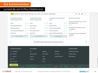 Die Extremversion
curved.de von E-Plus (Telefonica)
Samstag, 14. November 2015 copyright talkabout consulting (alle Rechte vorbehalten) 46
 