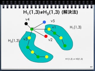 H1(1,3) H3(1,3) (解決法)
v v1
v2v3
v4 v5
H1(1,3)
H3(1,3)
H1(1,3) ≠ H3(1,3)
40
 