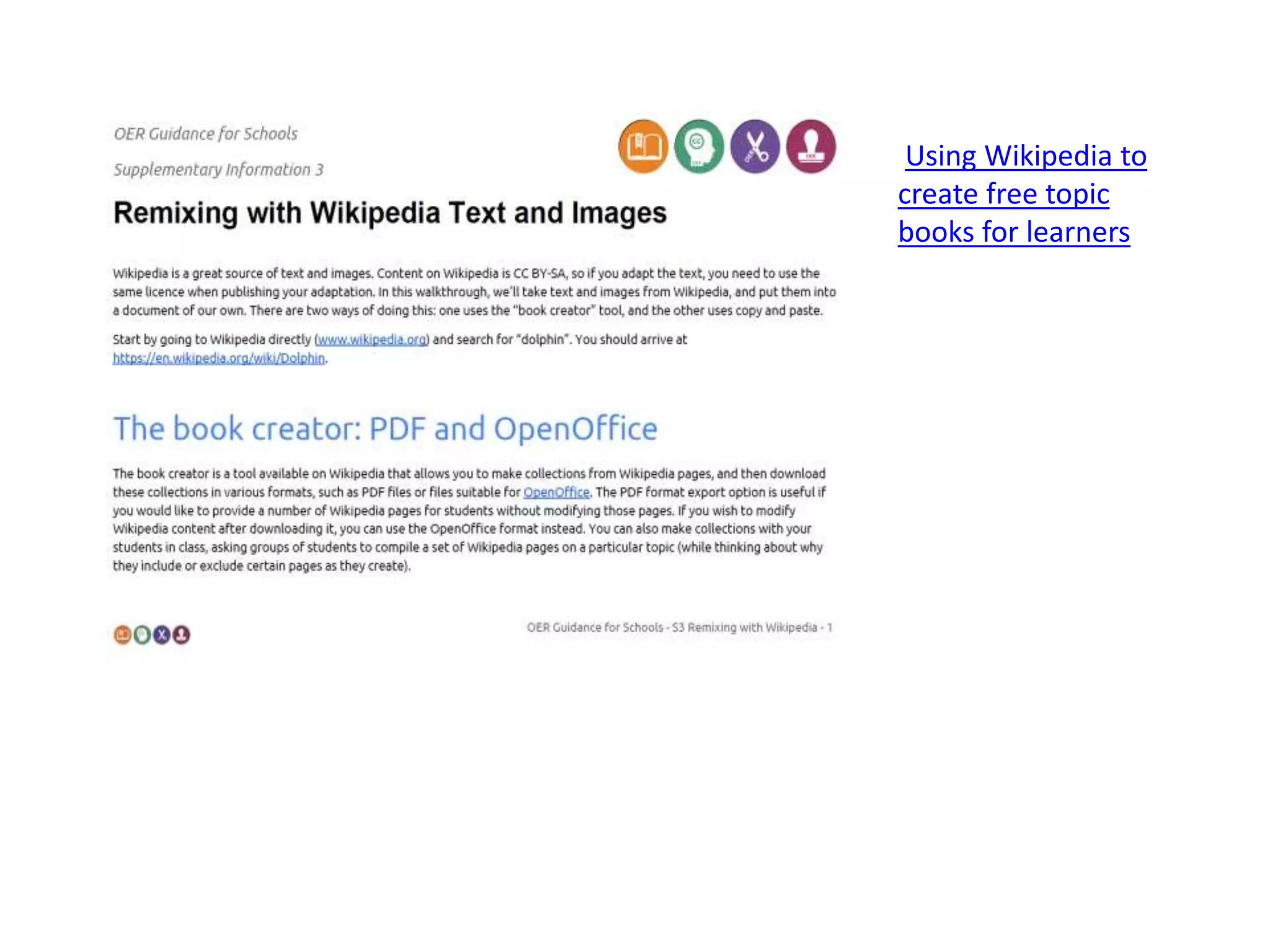 Using Wikipedia to
create free topic
books for learners
 