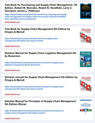 Test Bank for Purchasing and Supply Chain Management, 5th Edition | PDF