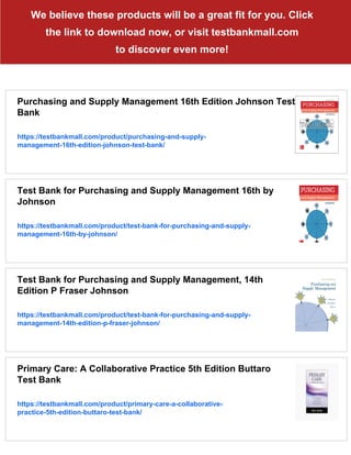Test Purchasing Test Bank for Purchasing and Supply Chain Management, 5th Edition | PDF