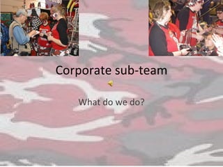 Corporate sub-team What do we do? 