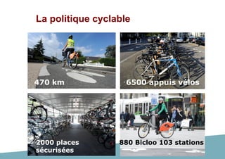 30
6500 appuis vélos
880 Bicloo 103 stations2000 places
sécurisées
La politique cyclable
470 km
 