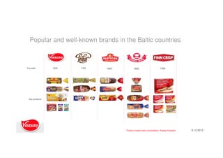 Founded 1849 1762
Key products
Popular and well-known brands in the Baltic countries
1882 19521965
9.12.2015Product master data consolidation, Natalja Kopeykin
 