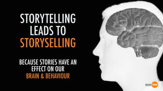 BECAUSE STORIES HAVE AN
EFFECT ON OUR
BRAIN & BEHAVIOUR
STORYTELLING
LEADS TO
STORYSELLING
 