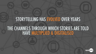 STORYTELLING HAS EVOLVED OVER YEARS
THE CHANNELS THROUGH WHICH STORIES ARE TOLD
HAVE MULTIPLIED & DIGITALISED
 