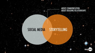 SOCIAL MEDIA STORYTELLING
ABOUT COMMUNICATION
ABOUT BUILDING RELATIONSHIPS
 