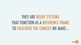 THEY ARE BELIEF SYSTEMS
THAT FUNCTION AS A REFERENCE FRAME
TO FACILITATE THE CHOICES WE MAKE…
 
