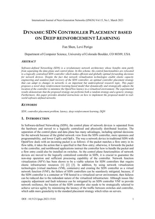 Dynamic SDN Controller Placement based on Deep Reinforcement Learning | PDF