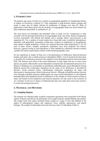 Impact of Latitude on Sexual Size Dimorphism in Ground Beetle Poecilus ...