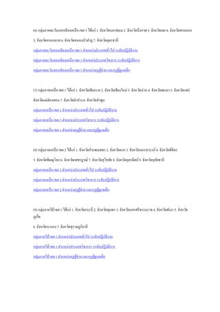(6) กลุ่มภาคตะวันออกเฉียงเหนือ เขต 3 ได้แก่ 1. จังหวัดนครพนม 2. จังหวัดบึงกาฬ 3. จังหวัดเลย 4. จังหวัดสกลนคร
5. จังหวัดหนองคาย 6. จังหวัดหนองบัวลาภู 7. จังหวัดอุดรธานี
กลุ่มภาคตะวันออกเฉียงเหนือ เขต 3 ตาแหน่งประเภททั่วไป ระดับปฏิบัติงาน
กลุ่มภาคตะวันออกเฉียงเหนือ เขต 3 ตาแหน่งประเภทวิชาการ ระดับปฏิบัติการ
กลุ่มภาคตะวันออกเฉียงเหนือ เขต 3 ตาแหน่งครูผู้ช่วย และครูผู้ดูแลเด็ก
(7) กลุ่มภาคเหนือ เขต 1 ได้แก่ 1. จังหวัดเชียงราย 2. จังหวัดเชียงใหม่ 3. จังหวัดน่าน 4. จังหวัดพะเยา 5. จังหวัดแพร่
จังหวัดแม่ฮ่องสอน 7. จังหวัดลาปาง 8. จังหวัดลาพูน
กลุ่มภาคเหนือ เขต 1 ตาแหน่งประเภททั่วไป ระดับปฏิบัติงาน
กลุ่มภาคเหนือ เขต 1 ตาแหน่งประเภทวิชาการ ระดับปฏิบัติการ
กลุ่มภาคเหนือ เขต 1 ตาแหน่งครูผู้ช่วย และครูผู้ดูแลเด็ก
(8) กลุ่มภาคเหนือ เขต 2 ได้แก่ 1. จังหวัดกาแพงเพชร 2. จังหวัดตาก 3. จังหวัดนครสวรรค์4. จังหวัดพิจิตร
5. จังหวัดพิษณุโลก 6. จังหวัดเพชรบูรณ์ 7. จังหวัดสุโขทัย 8. จังหวัดอุตรดิตถ์9. จังหวัดอุทัยธานี
กลุ่มภาคเหนือ เขต 2 ตาแหน่งประเภททั่วไป ระดับปฏิบัติงาน
กลุ่มภาคเหนือ เขต 2 ตาแหน่งประเภทวิชาการ ระดับปฏิบัติการ
กลุ่มภาคเหนือ เขต 2 ตาแหน่งครูผู้ช่วย และครูผู้ดูแลเด็ก
(9) กลุ่มภาคใต้เขต 1 ได้แก่ 1. จังหวัดกระบี่ 2. จังหวัดชุมพร 3. จังหวัดนครศรีธรรมราช 4. จังหวัดพังงา 5. จังหวัด
ภูเก็ต
6. จังหวัดระนอง 7. จังหวัดสุราษฎร์ธานี
กลุ่มภาคใต้เขต 1 ตาแหน่งประเภททั่วไป ระดับปฏิบัติงาน
กลุ่มภาคใต้เขต 1 ตาแหน่งประเภทวิชาการ ระดับปฏิบัติการ
กลุ่มภาคใต้เขต 1 ตาแหน่งครูผู้ช่วย และครูผู้ดูแลเด็ก
 