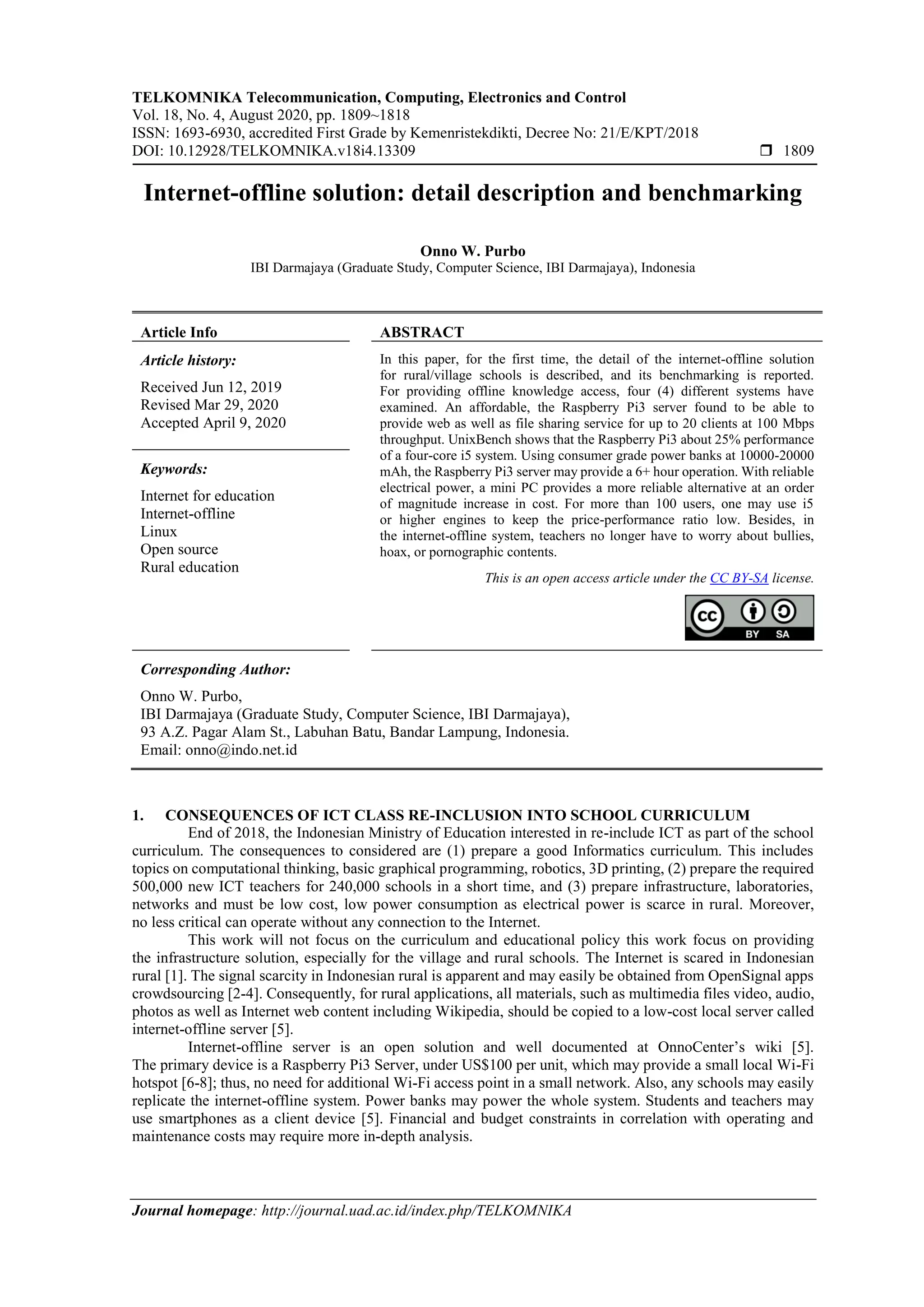 Internet-offline solution: detail description and benchmarking | PDF