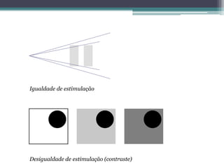 Igualdade de estimulação
Desigualdade de estimulação (contraste)
 