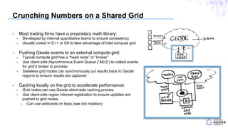 Crunching Numbers on a Shared Grid
•  Most trading firms have a proprietary math library:
•  Developed by internal quantit...