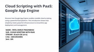 Cloud Scripting with Google App Engine: Scalable PaaS Solutions for ...