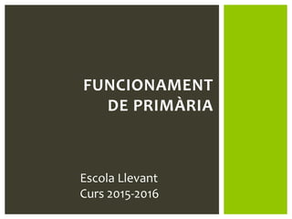 FUNCIONAMENT
DE PRIMÀRIA
Escola Llevant
Curs 2015-2016
 