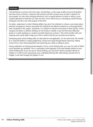 Critical Thinking Skills Palgrave Study Skills New Edition Cottrell | PDF