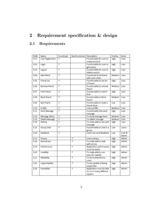 2 Requirement speciﬁcation & design
2.1 Requirements
2
 