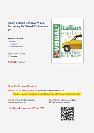 Italian English Bilingual Visual Dictionary by DK with Instant Download ...