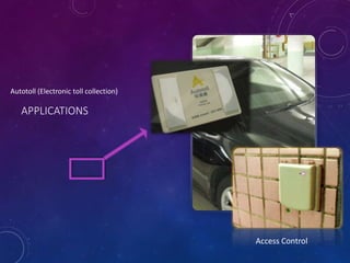 APPLICATIONS
Autotoll (Electronic toll collection)
Access Control
 