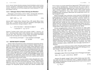 ( irtrlr'st Srtlt'lrl
perlu dicatat bahwa koreksi gerakan kutub berbeda untuk setiap
stasiun pengamat; sedangkan koreksi musim sama untuk setiap
stasiun. Pada saat ini ketelitian tipikal dari hasil estimasi UT1 ada-
lah sekitar 0,02 ms.
3.2.2 Hubungan Sistem Waktu Bintang dan Matahari
Hubungan antara kedua sistem waktu, bintang dan matahari,
adalah didasarkan pada hubungan matematis berikut:
MST:MT+cr -l2h,tl
(3.6)
dimana MST adalah Mean Sidereal Time, MT adalah Mean Solar
Time, dan cr,, adalah asensio rekta dari matahari menengah yang
dapat diformulasikan sebagai [Kaplan, 1981]:
o* = 18h41*50.54841" + 8640184.812866".7
+ 0,093104".T2 - 6,2'.10 6.T3 (3.7)
dimana T adalah waktu sejak epok standar J2000, 1 Januari, 12h
UT1, dihitung dalam abad Julian dimana satu tahunnya adalah
365,25 hari. Dari formulasi di atas dapat diturunkan hubungan
antara hari bintang dan hari matahari sebagai berikut:
t hari bintang menengah = t hari matahari menengah
- 3- 55,909. (3.8)
3.3 SISTEM WAKTU DINAMIK
Sistem waktu dinamik diturunkan berdasarkan pergerakan Bumi,
Bulan dan planet-planet dalam sistem matahari. Sistem waktu di-
namik ini didefinisikan pertama kali dengan sistem Ephemeis Time
(ET) pada tahun 196O, karena adanya ketidakcermatan dalam skala
waktu UT yang disebabkan oleh adanya ketidakteraturan dan vari-
asi pada rotasi Bumi. trT adalah skala waktu astronomis yang dida-
sarkan pada pergerakan Bumi mengelilingi Matahari UV/ST, 2OOOI.
Secara praktis ET ditentukan dengan membandingkan posisi hasil
pengamatan dari Matahari, planet-planet dan Bulan, dengan data
tabulasi hasil prediksi berdasarkan teori-teori analitis atau empiris
dari pergerakan benda-benda langit.
Sekitar tahun 1976, dua jenis sistem rvaktu dinamik baru dide-
finisikan, yarlw lHoffmqnn-Wellenhof et al., 1997|. TDB (Barycentic
Dgnamic Time) dan TDT (Terrestrial Dynamic Time). Sistem waktu
TDB diturunkan dari pergerakan planet-planet serta bulan yang
mengacu ke barycenfer (pusat massa) dari sistem matahari dan
,'jr:;1r'rrMtAltt lr()
.lDTnrengacukepusatmassaBumi(geocenter,TDBadalahsistettr
waktu inJrsia (berdasarkan Hukum Newton) dan umum diguna-
kan dalam pendefinisian ephemeris dari sistem matahari serta na-
vigasiwahanaangkasa.TDTadalahsistemwaktukuasi-inersia
pJngganti Ephemeris Time; dan umum digunakan dalam
p.ngl.rt.grasian persamaan diferensial dari pergerakan satelit da-
lam mengorbit bumi'
Dalam kerangka teori relativitas umum (general relatiuitgl jalJo
yang bergerak bersama Bumi akan mengalami variasi pe-riodik aki-
tat p..gt.akannya dalam medan gravitasi matahari' Dalam ke-
.r..rgiu.Ini wakt* tidak lagi menjadi kuantitas yang absolut' mela-
inkan kuantitas yang berubah dengan lokasi dan kecepatan' De-
ngan kata lain, setiap jam akan menunjukkan waktu sebenarnya
t[rop., time) nya-r"1r,g-*u'sing bergantung pada lokasi dan kece-
iata.r-ryu",
'dan
kesemrr.t y" terhubungkan melalui transformasi
iuang-waktu empat dimensi lMontenbruck & Gill,20O0l'
Untukmengakomodasiad.anyaefekrelativitasinimakapada
tahun lgg2, tiV ltnternational A stronomical Union) mendefinisikan
sistem-sistem waktu baru, yailu Terrestriat Time ITT), Geocentnc
CoordinateTime(TCG,d'anBarycenticCoordinateTime(TCB).TT
dimaksudkan untuk menggantikan TDT' Secara konseptual' TT
adalah skala waktu uniform yang akan diukur oleh suatu jam yang
idealdipermukaangeoid,|Montenbtuck&GiL,2000].Secaraprak-
tis, TT iirealisasik.i d..rg., waktu atom internasional (TAl). TT
dinyatakan dalam hari, dimana satu harinya sama dengan 86400
aetit< st (satuan Internasional). Sedangkan TCG adalah koordinat
waktu relativistik dari kerangka geosentrik 4-dimensi' dan TCB
adalah koordinat waktu relativistik dari kerangka barisentrik 4-
dimensi.
Hubungan antara beberapa sistem waktu dinamik tersebut telah
terdefinisikan secara matematis. waktu-waktu TT, TDT dan ET ter-
kait dengan waktu atom TAI sebagai berikut'
T'l = TDT = ET: TAI + 32.184"
SedangkanwaktuTCGterkaitdenganwaktuTTdenganhubungan:
TCG : TT + L..(JD - 2443144,5) . 86400' (3' 10)
dimana JD adalah tanggal Julian (Julian Date) yang akan diba-
has pad.a sub-bab 3.5 berikutnya; dan Lo adalah konstanta yang
ditentukan berdasarkan bilangan geopotensial di permukaan geoid
(Wo) sebagai berikut;
Lo = Wo/c2
(s.e)
(3.11)
 