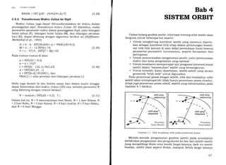 ( r{r (ieodesi Sctelit
WEEK = INT [(JD - 2444244,5)17l (3.28)
3.5.2 Transformasi Waktu Julian ke Sipil
Waktu Julian juga dapat ditransformasikan ke waktu dalam
penanggalan sipil. Seandainya waktu Julian JD diketahui, maka
parameter-parameter waktu dalam penanggalan Sipil, yaitu bilangan
bulat tahun (Y), bilangan bulat bulan (M), dan bilangan pecahan
hari (D), dapat dihitung dengan algoritma berikut ini lHoffmann-
Wellenhof et al., 19921:
D : b - d - INT[30,6001.e] + FRACUD+O,SI
M: e - 1 - 12.INT[elA]
Y : c - 47tS - INT[(7 + M)/10]
Pada rumus-rumus di atas:
a=INTUD+0,51
b=a+ 1537
c = INT[(b - 122,1) I 365,25)
d=INT[365,25.c)
e = INT[(b-d)/30,6001], dan
FRACI.] = nilai pecahan dari bilangan pecahan (.)
(s.2el
(3.30)
Perlu juga dicatat di sini bahwa nama hari dalam suatu minggu
dapat ditentukan dari waktu Julian (JD)-nya, melalui parameter N
yang dihitung dengan rumus berikut:
N = modulo I INT[JD + O,5l . 7 i (3.31)
Dalam hal ini, N: O menunjukkan hari Senin, N : t hari Selasa, N
= 2}:ariRabu, N = 3 hari Kamis, N = 4 hari Jum'at, N = 5 hari Sabtu,
danN=6hariMinggu.
Bab 4
SISTEM ORBIT
Dalam bidang geodesi satelit, informasi tentang orbit satelit akan
berguna untuk beberapa hal seperti:
. Untuk menghitung koordinat satelit yang nantinya diperlu-
kan sebagai koordinat titik tetap dalam perhitungan koordi-
nat titik-titik lainnya di atau dekat permukaan bumi beserta
parameter-parameter turunannya, seperti kecepatan dan
percepatan.
. Untuk merencanakan pengamatan satelit, yaitu perencanaan
waktu dan lama pengamatan yang optimal.
. Untuk membantu mempercepat alat pengamat (receiuer) sinyal
satelit dalam "menemukan" satelit yang bersangkutan.
. Untuk memilih, kalau diperlukan, satelit-satelit yang secara
geometrik "lebih baik" untuk digunakan.
Pada penentuan posisi dengan satelit, efek dari kesalahan orbit
satelit akan mempengaruhi tidak hanya penentuan posisi absolut,
tetapi juga penentuan posisi relatif, seperti yang diilustrasikan pada
Gambar 4.1 berikut.
orbit yang
sebenamya
orbit yang
dilaporkan 
I
Penentuan
Posisi Absolut
Gambar 4.1 Efek kesalahan orbit pada penentuan posisi
Metode-metode pengamatan geodesi satelit pada prinsipnya
melakukan pengamatan dan pengukuran ke dan dari satelit-satelit
yang mengelilingi Bumi atau benda langit lainnya, baik itu satelit
buatan, satelit alam seperti Bulan, maupun benda langit lainnya
67
 