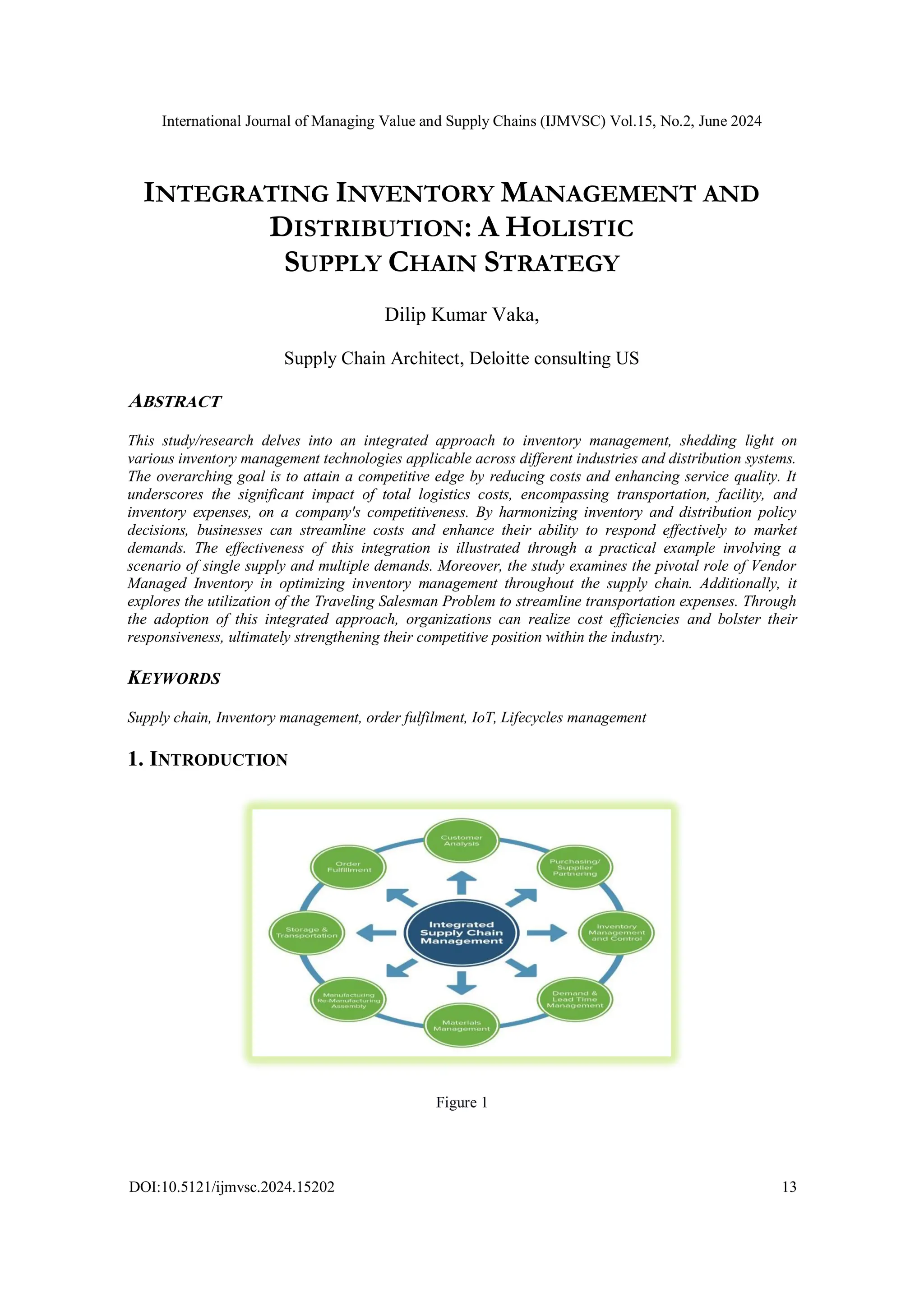 INTEGRATING INVENTORY MANAGEMENT AND DISTRIBUTION A HOLISTIC SUPPLY