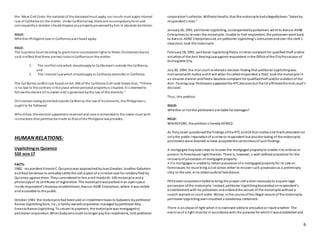6
the Mew Civil Code, the national of the deceasedmust apply, our courts must applyinternal
law of California on the matter. Under Californialaw, there are nocompulsoryheirs and
consequentlya testator shoulddispose anypropertypossessedbyhim in absolute dominion.
ISSUE:
Whether Philippine Law or CaliforniaLawshould apply.
HELD:
The Supreme Court deciding to grant more successional rights to Helen ChristensenGarcia
said ineffect that there are two rulesinCaliforniaon the matter.
1. The conflict rule which shouldapplyto Californian’s outside the California,
and
2. The internal Lawwhich shouldapply to California domiciles in California.
The California conflict rule found onArt. 946 of the California Civil code States that, “Ifthere
is no law to the contraryinthe place where personal propertyis situated, it is deemedto
followthe decree ofits owner and is governed bythe law of the domicile.”
Christensen beingdomiciledoutside California, the lawof hisdomicile, the Philippinesis
ought to be followed.
Wherefore, the decisionappealedis reversed and case is remandedto the lower court with
instructions that partitionbe made as that ofthe Philippine lawprovides.
HUMANRELATIONS:
Uypitchingvs Quiamco
510 scra 17
FACTS:
1982: respondent ErnestoC. Quiamcowas approachedbyJuanDavalan, Josefino Gabutero
and Raul Generoso to amicablysettle the civil aspect of a criminal case for robberyfiled by
Quiamco against them. Theysurrendered to him a red Honda XL-100 motorcycle anda
photocopyof its certificate of registration. The motorcycle wasparkedinan openspace
inside respondent’s business establishment, Avesco-AVNE Enterprises, where it was visible
and accessible to the public.
October 1981:the motorcycle had beensold oninstallment basis to Gabutero bypetitioner
Ramas UypitchingSons, Inc., a family-ownedcorporation managed bypetitioner Atty.
ErnestoRamasUypitching. To secure its payment, the motorcycle was mortgagedto
petitioner corporation. WhenGabuterocould nolonger paythe installments, told petitioner
corporation’s collector, WilfredoVeraño, that the motorcycle hadallegedlybeen “takenby
respondent’s men.”
January26, 1991:petitioner Uypitching, accompaniedbypolicemen, went to Avesco-AVNE
Enterprises to recover the motorcycle. Unable to find respondent, the policemen went back
to Avesco-AVNE Enterprisesand, on petitioner Uypitching’s instructionandover the clerk’s
objection, took the motorcycle.
February18, 1991: petitioner Uypitchingfileda criminal complaint for qualified theft and/or
violationof the Anti-FencingLawagainst respondent inthe Office ofthe CityProsecutor of
Dumaguete City.
July30, 1994: the trial court rendereda decision finding that petitioner Uypitchingwas
motivatedwith malice andill will when he calledrespondent a thief, took the motorcycle in
an abusive manner andfileda baseless complaint for qualifiedtheft and/or violationof the
Anti- Fencing Law. Petitioners appealedthe RTCdecisionbut the CA affirmedthe trial court’s
decision.
Thus, this petition.
ISSUE:
Whether or not the petitioners are liable for damages?
HELD:
WHEREFORE, the petitionis herebyDENIED.
As theynever questionedthe findings ofthe RTCandCA that malice andillwill attendednot
onlythe public imputationof a crime to respondent but alsothe taking of the motorcycle,
petitioners were deemed to have acceptedthe correctnessof suchfindings.
A mortgagee maytake steps to recover the mortgaged propertyto enable it to enforce or
protect its foreclosure right thereon. There is, however, a well-defined procedure for the
recoveryof possession of mortgaged property:
• if a mortgagee is unable to obtainpossessionof a mortgagedpropertyfor its sale on
foreclosure, he must bring a civil action either to recover such possessionas a preliminary
step to the sale, or to obtainjudicial foreclosure.
Petitioner corporationfailed to bring the proper civil actionnecessaryto acquire legal
possession ofthe motorcycle. Instead, petitioner Uypitchingdescendedonrespondent’s
establishment with his policemen andorderedthe seizure of the motorcycle without a
search warrant or court order. Worse, inthe course ofthe illegal seizure of the motorcycle,
petitioner Uypitching evenmouthed a slanderous statement.
There is anabuse of right whenit is exercised solelyto prejudice or injure another. The
exercise of a right must be in accordance with the purpose for whichit wasestablished and
 