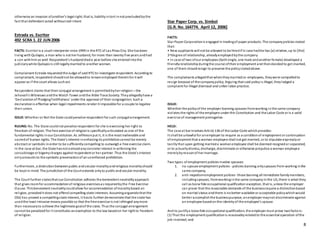 8
otherwise an invasion ofanother’s legal right;that is, liabilityintort innot precludedbythe
fact that defendant acted without evil intent.
Estrada vs. Escritor
492 SCRA 1. 22 JUN2006
FACTS: Escritor is a court interpreter since 1999 in the RTCof Las Pinas City. She hasbeen
living withQuilapio, a man who is not her husband, for more than twenty five years andhad
a son withhim as well. Respondent’s husbanddieda year before she enteredintothe
judiciarywhile Quilapiois still legallymarriedto another woman.
Complainant Estrada requestedthe Judge of said RTCto investigate respondent. According to
complainant, respondent shouldnot be allowedto remainemployed thereinfor it will
appear as if the court allows suchact.
Respondent claims that their conjugal arrangement is permittedbyher religion—the
Jehovah’s Witnesses andthe Watch Tower andthe Bible Trace Society. Theyallegedlyhave a
‘Declarationof PledgingFaithfulness’ under the approval of their congregation. Such a
declarationis effective when legal impediments render it impossible for a couple to legalize
their union.
ISSUE:Whether or Not the State couldpenalize respondent for such conjugalarrangement.
RULING:No. The State couldnot penalize respondent for she is exercising her right to
freedom of religion. The free exercise of religionis specificallyarticulated as one of the
fundamental rights inour Constitution. As Jefferson put it, it is the most inalienable and
sacredof human rights. The State’s interest inenforcing its prohibitioncannot be merely
abstract or symbolic inorder to be sufficientlycompelling to outweigha free exercise claim.
In the case at bar, the State hasnot evincedanyconcrete interest in enforcing the
concubinage or bigamycharges against respondent or her partner. Thus the State’s interest
onlyamounts to the symbolic preservationof anunenforced prohibition.
Furthermore, a distinctionbetweenpublic andsecular moralityandreligious moralityshould
be kept in mind. The jurisdictionof the Court extends onlyto public andsecular morality.
The Court further statesthat our Constitution adheres the benevolent neutralityapproach
that gives roomfor accommodationof religious exercisesas requiredbythe Free Exercise
Clause. Thisbenevolent neutralitycouldallow for accommodation ofmoralitybased on
religion, providedit does not offend compelling state interests. Assumingarguendothat the
OSG has proved a compellingstate interest, it hasto further demonstrate that the state has
usedthe least intrusive means possible so that the free exercise is not infringed anymore
than necessaryto achieve the legitimate goalof the state. Thus the conjugal arrangement
cannot be penalizedfor it constitutes anexemption to the law basedon her right to freedom
of religion.
Star Paper Corp. vs. Simbol
[G.R. No.164774. April 12, 2006]
FACTS:
Star Paper Corporationis engaged in tradingof paper products. The companypolicies stated
that:
• New applicants will not be allowed to be hiredif in case he/she has [a] relative, up to [the]
3rddegree of relationship, alreadyemployedbythe company
• In case of two ofour employees (bothsingle, one male andanother female) developed a
friendlyrelationshipduringthe course oftheir employment and thendecidedto get married,
one of them shouldresign to preserve the policystatedabove.
The complainants allegedthat whentheymarriedco-employees, theywere compelledto
resign because of the companypolicy. Arguing that said policyis illegal, theylodged a
complaint for illegal dismissal and unfair labor practice.
ISSUE:
Whether the policyof the employer banning spouses fromworking in the same company
violates the rights of the employee under the Constitution and the Labor Code or is a valid
exercise of management prerogative.
HELD:
The case at bar involves Article 136 of the Labor Code which provides:
It shall be unlawful for anemployer to require as a conditionof employment or continuation
of employment that a woman employee shall not get married, or to stipulate expresslyor
tacitlythat upon getting marrieda womanemployee shall be deemed resignedor separated,
or to actuallydismiss, discharge, discriminate or otherwise prejudice a woman employee
merelybyreasonof her marriage.
Two types of employment policies involve spouses:
1. no-spouse employment policies - policies banning onlyspouses from working inthe
same company;
2. anti-nepotismemployment policies- those banning all immediate familymembers,
includingspouses, fromworkinginthe same company Inthe US, there is what they
call as bona fide occupational qualification exception, that is, unless the employer
can prove that the reasonable demands of the businessrequire a distinctionbased
on marital status andthere is nobetter available or acceptable policywhichwould
better accomplishthe businesspurpose, anemployer maynot discriminate against
an employee basedonthe identityof the employee’s spouse.
And to justifya bona fide occupational qualification, the employer must prove twofactors:
(1) That the employment qualificationis reasonablyrelatedto the essential operation ofthe
job involved;and
 