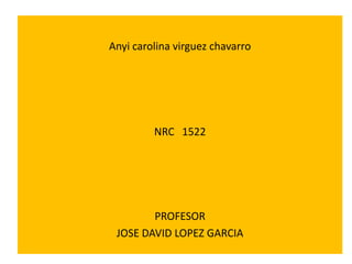 Anyi carolina virguez chavarro




         NRC 1522




        PROFESOR
 JOSE DAVID LOPEZ GARCIA
 