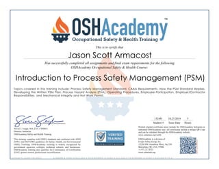 Introduction to Process Safety Management (PSM)