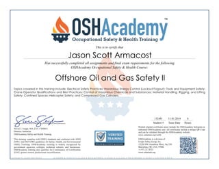 Offshore Oil and Gas Safety II