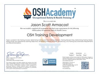 OSH Training Development