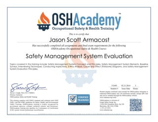 Safety Management System Evaluation