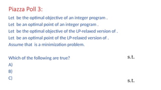 Integer Programming and Linear Optimization for AI Problem Solving | PPTX