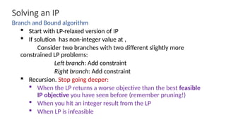 Integer Programming and Linear Optimization for AI Problem Solving | PPTX