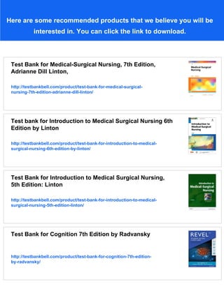 Test Bank for Medical Surgical Nursing 7th Edition by Linton | PDF